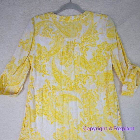 New! Chico's Tiered Paisley Maxi Dress yellow, Chico size 0, US size S/4 - Picture 11 of 16
